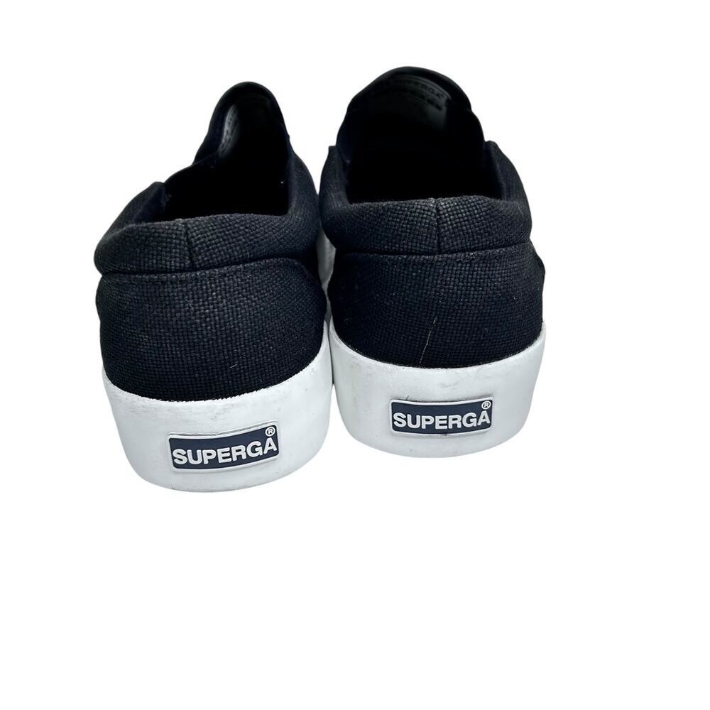 Superga Black White Womens Canvas Low Top Slip On Platform Slip On Sneaker - Picture 4 of 10